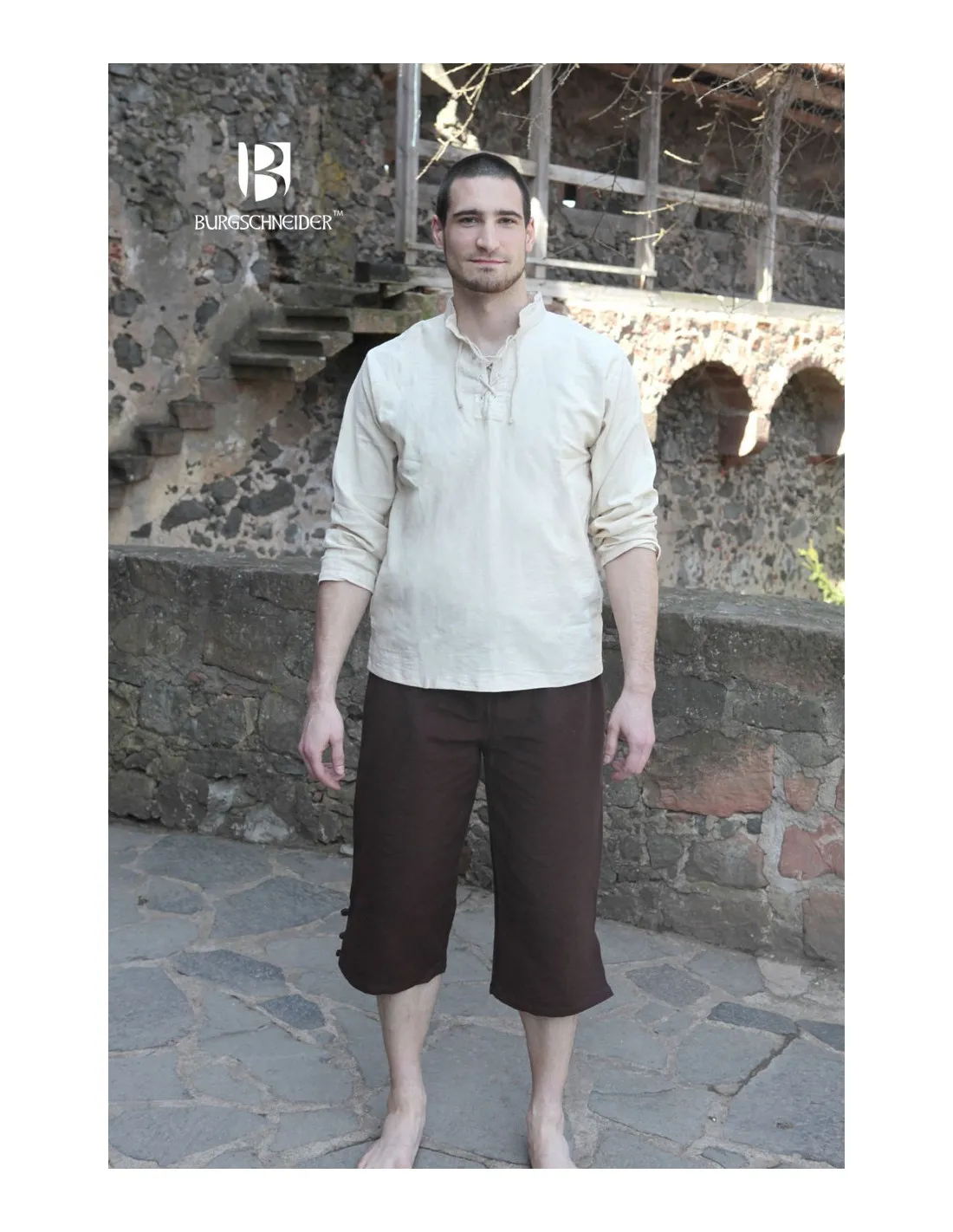 Camisa medieval lazos Tristan, crema