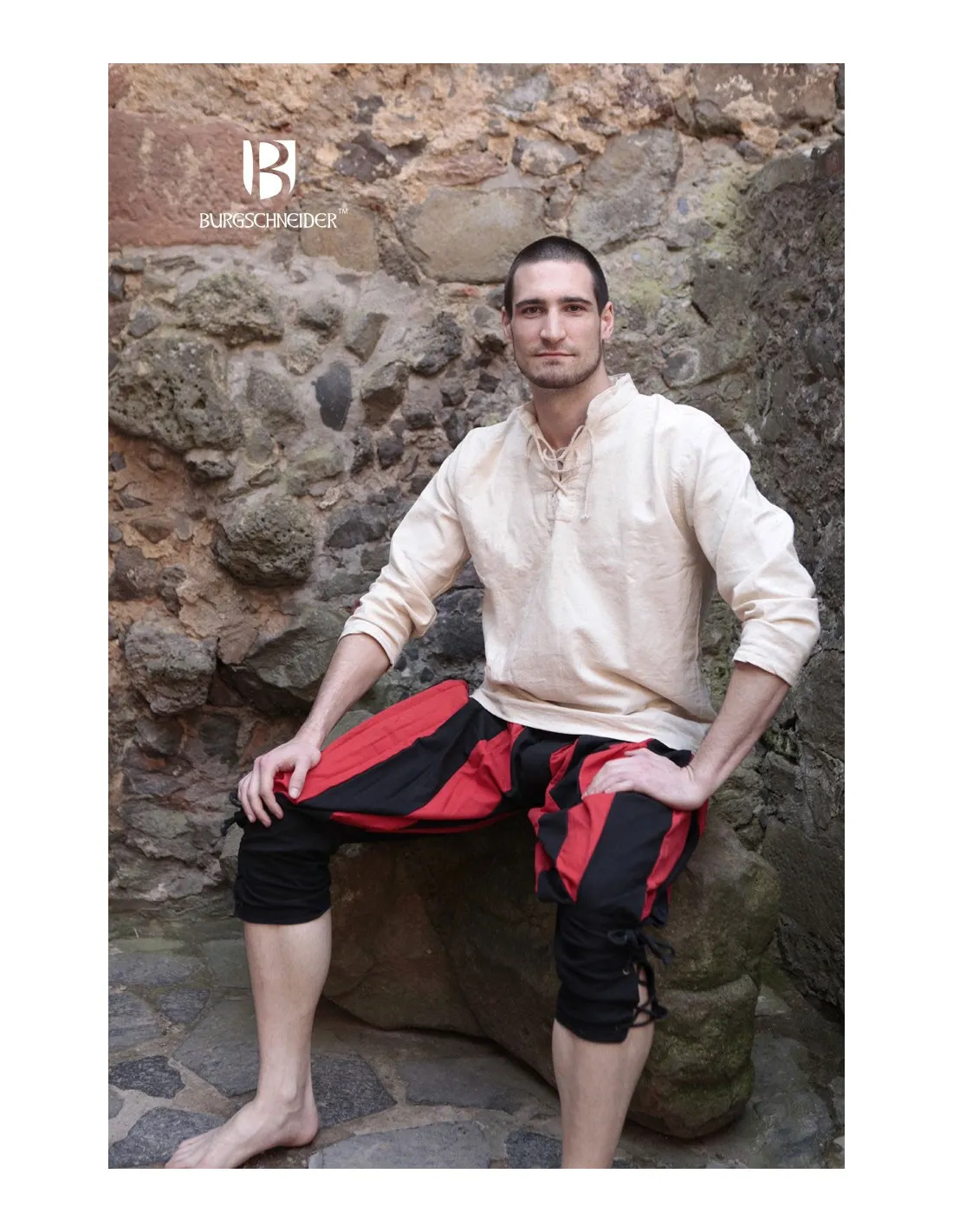 Camisa medieval lazos Tristan, crema