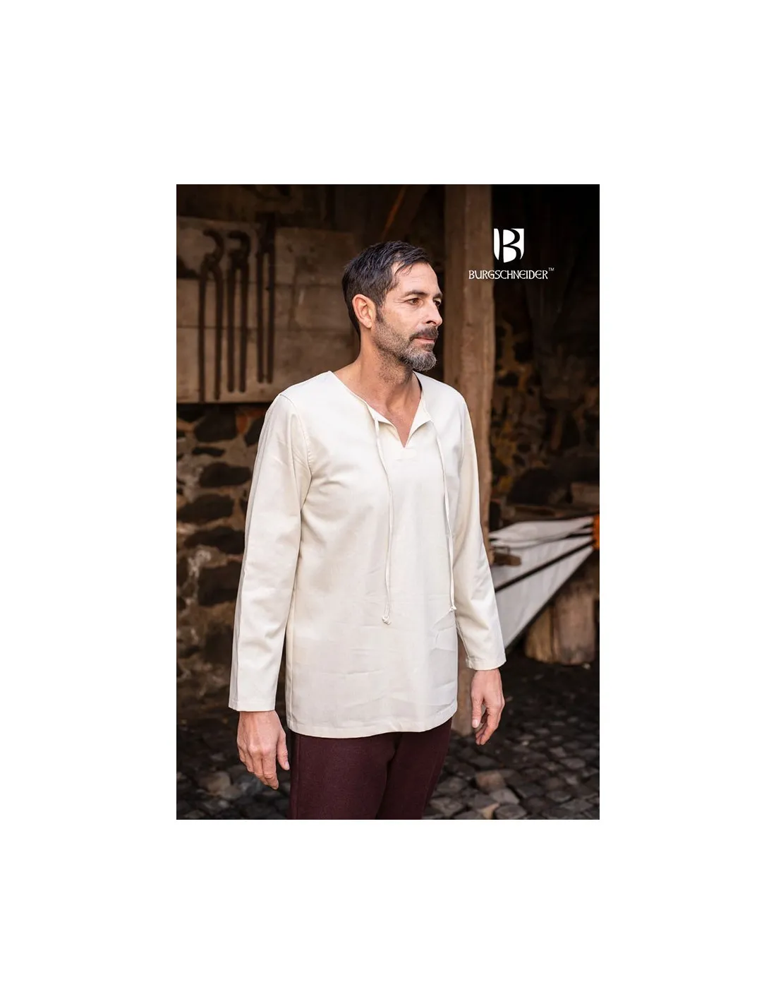 Camisa medieval lazos Ulrich, crema