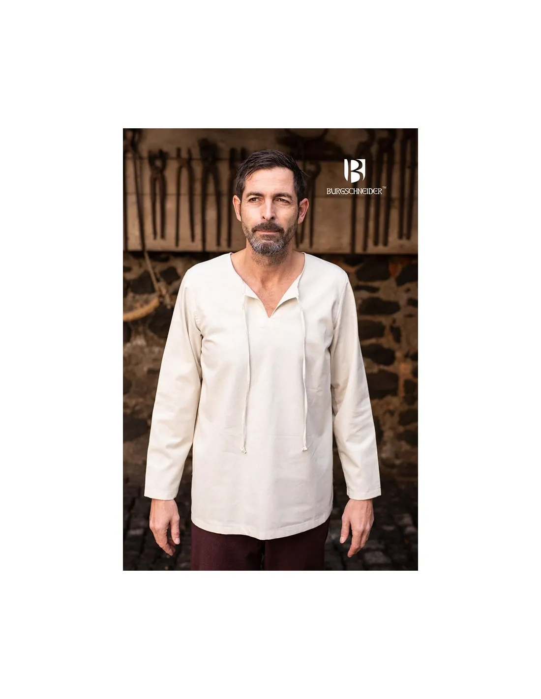 Camisa medieval lazos Ulrich, crema