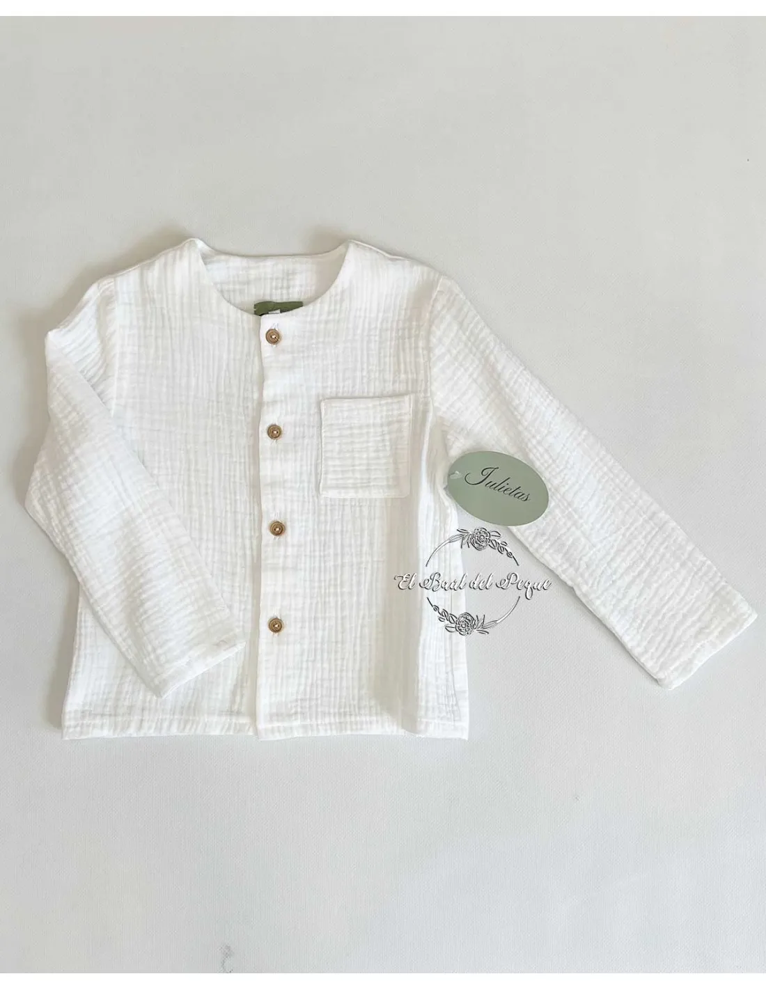 Camisa Niño Ceremonia Bambula Blanca Julietas