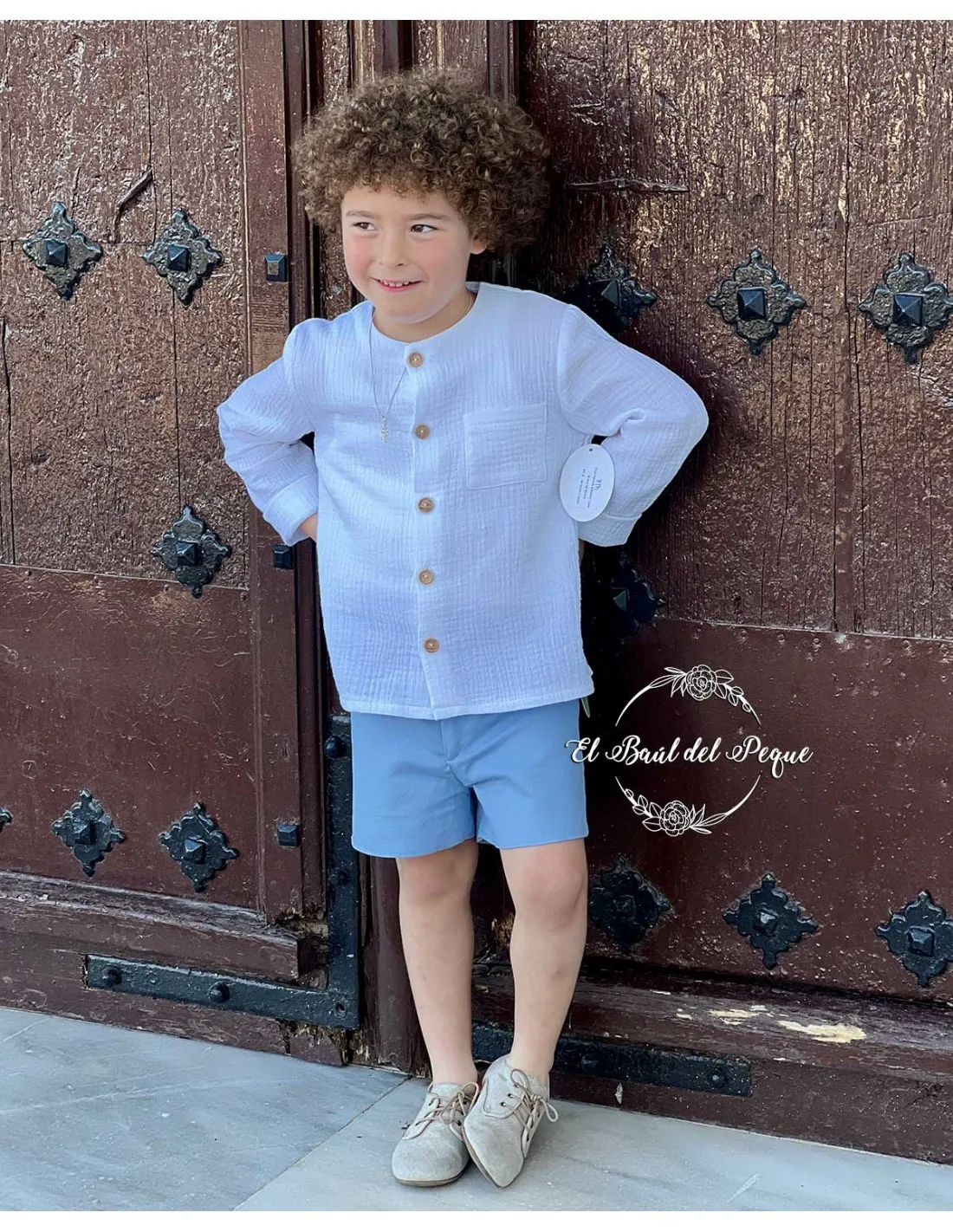 Camisa Niño Ceremonia Bambula Blanca Julietas