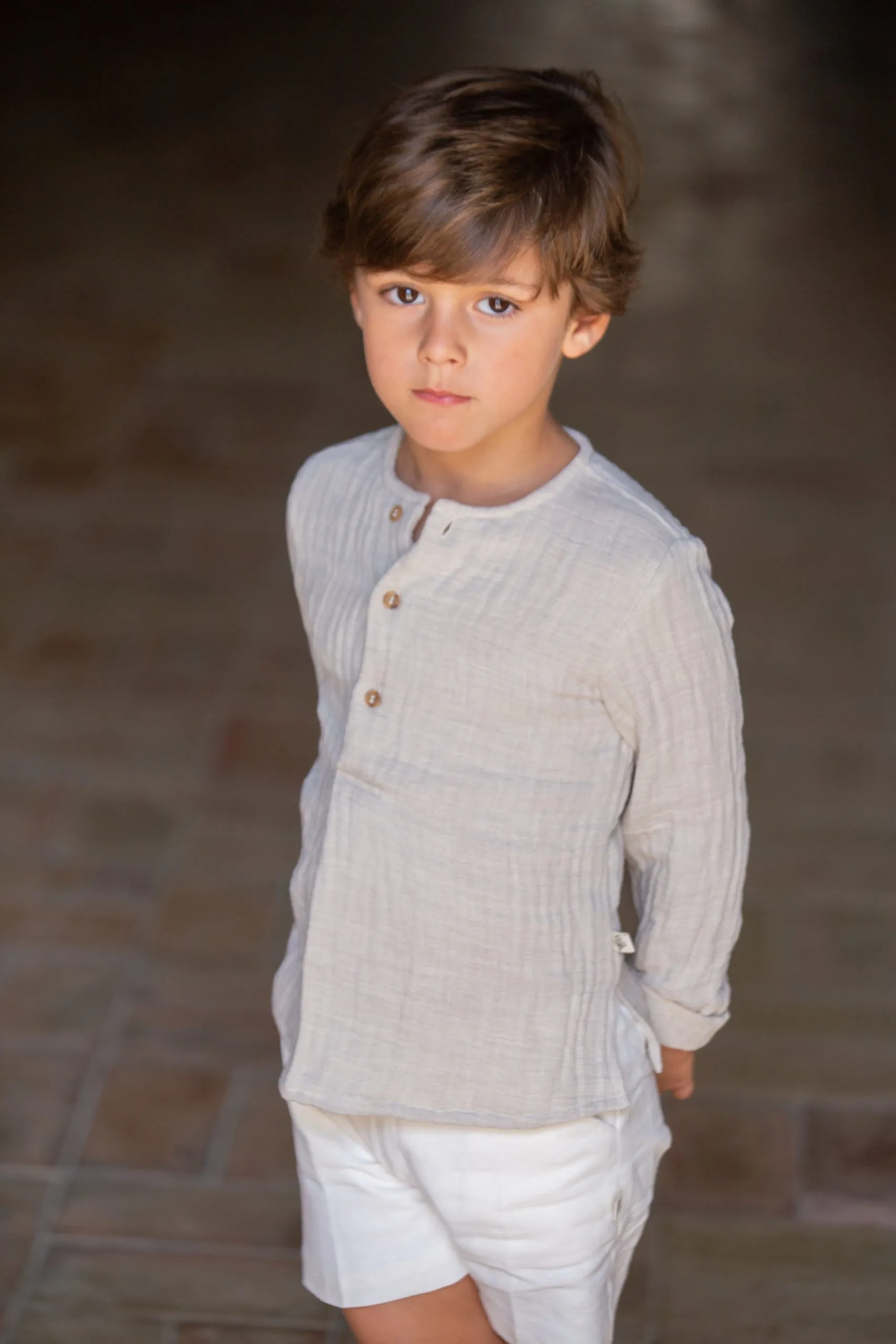 Camisa niño ceremonia Pilar Batanero R130427 Piedra