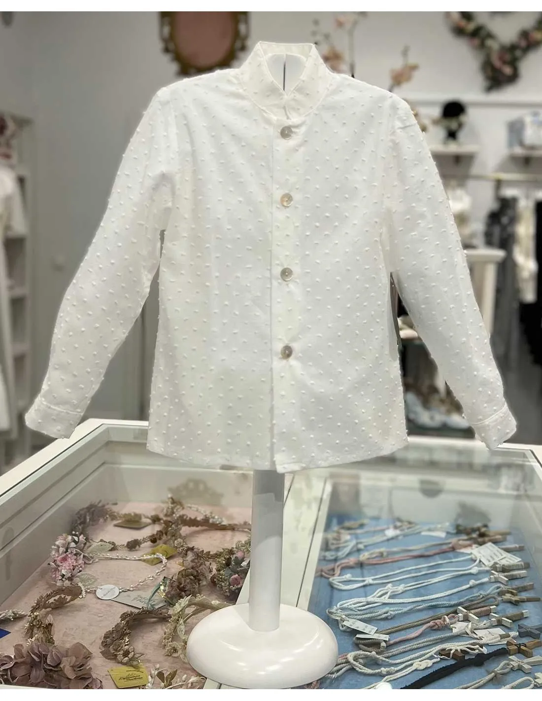Camisa Niño Ceremonia Plumeti Crudo Julietas