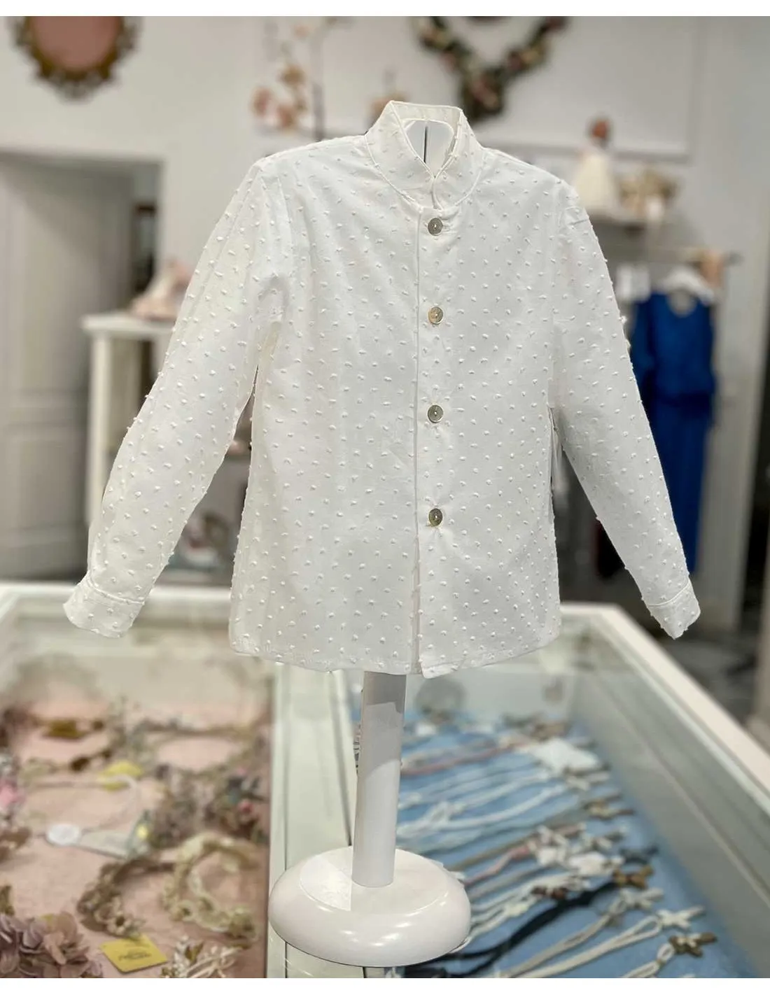 Camisa Niño Ceremonia Plumeti Crudo Julietas
