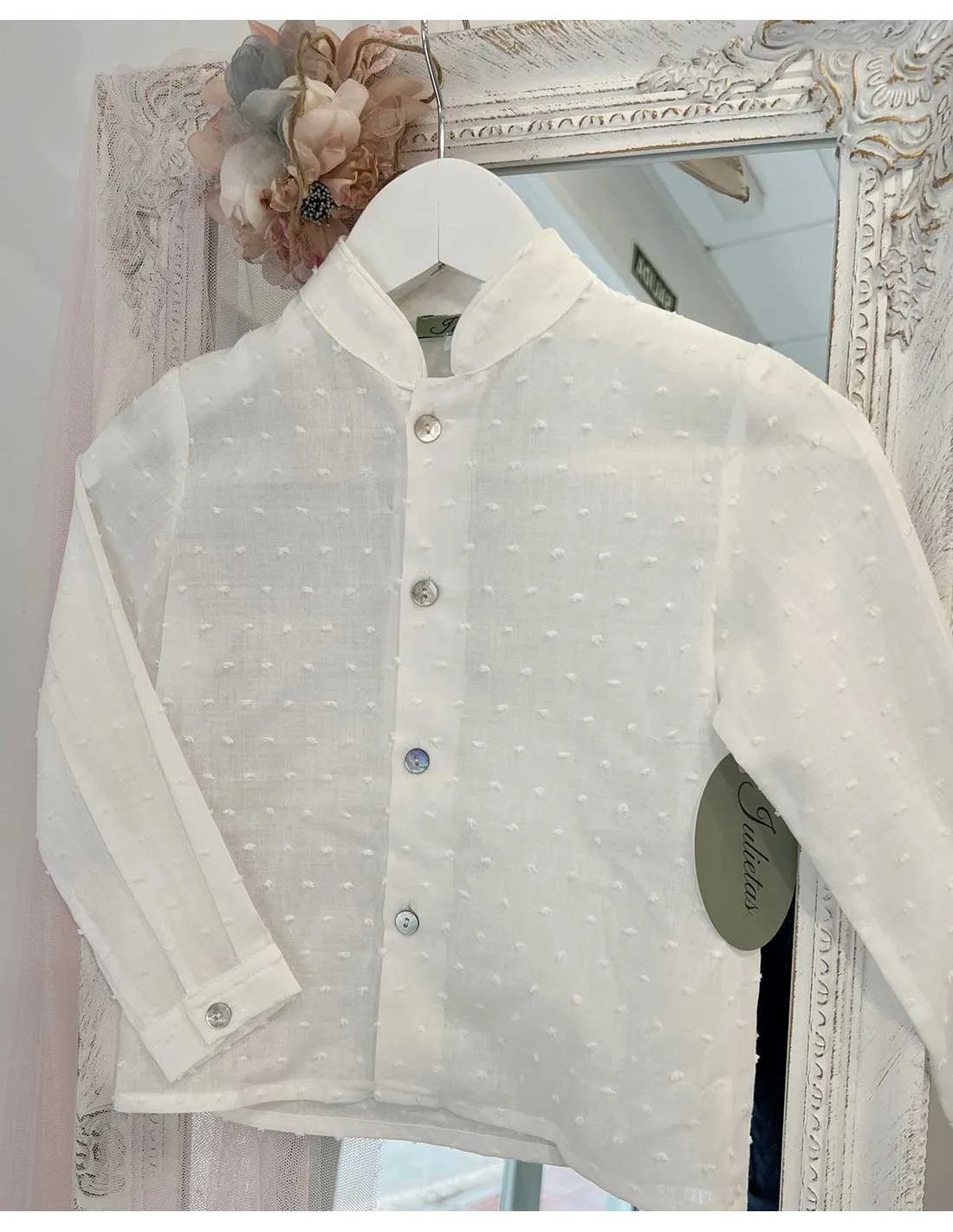 Camisa Niño Ceremonia Plumeti Crudo Julietas
