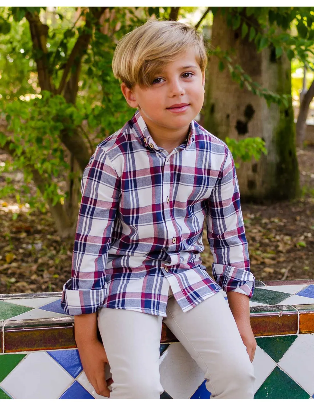 CAMISA NIñO CUADROS BURDEOS NACHETE OTOñOINVIERNO