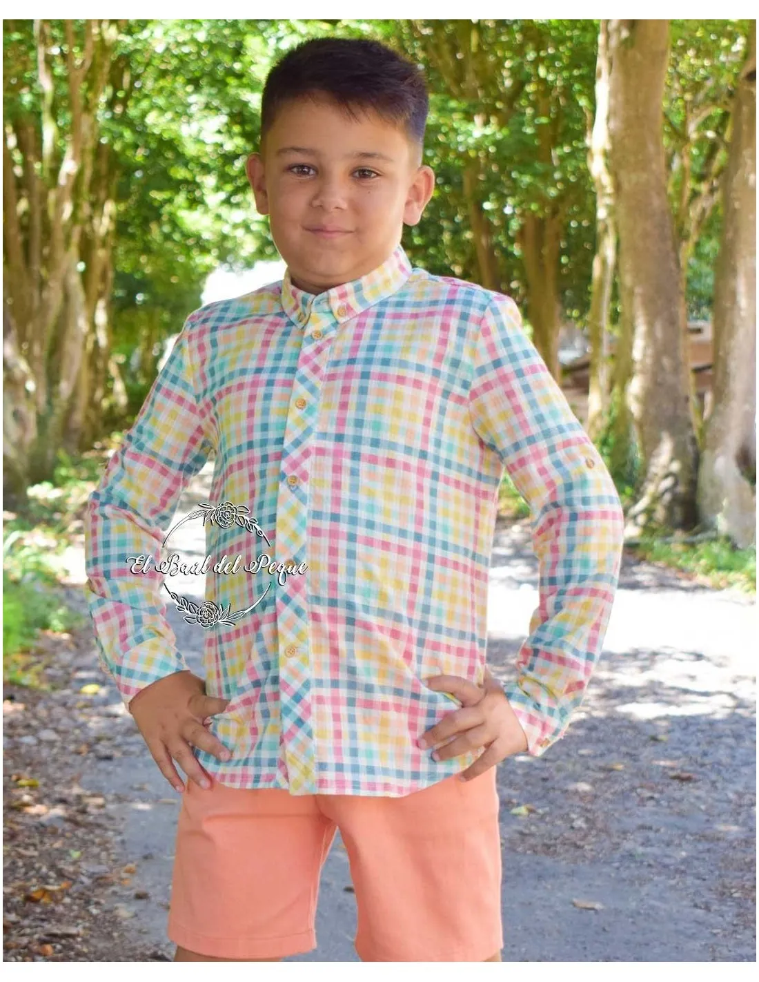Camisa Niño Vichy Multicolor Lolittos Moda Infantil Colección Picnic