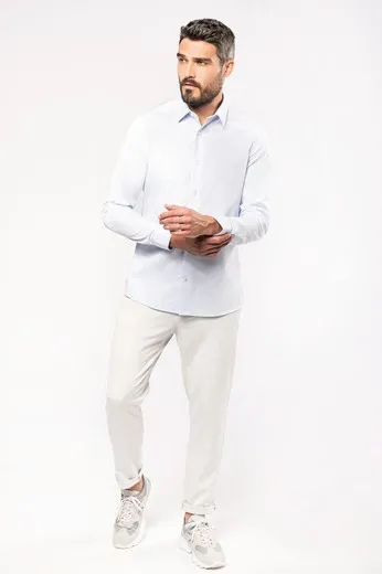 Camisa Popelina Manga Larga Hombre
