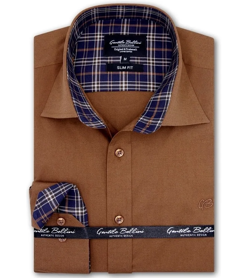 CAMISAS ITALIANAS HOMBRE SLIM FIT  3038NW  MARRóN
