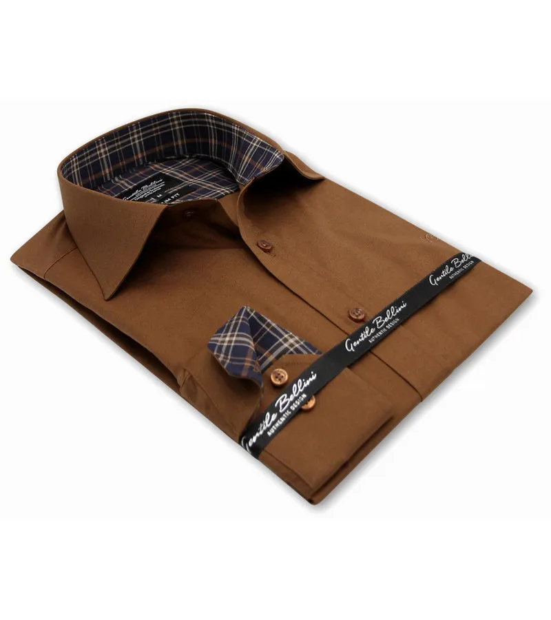 CAMISAS ITALIANAS HOMBRE SLIM FIT  3038NW  MARRóN