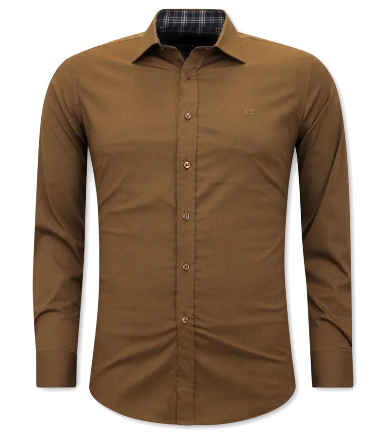 CAMISAS ITALIANAS HOMBRE SLIM FIT  3038NW  MARRóN