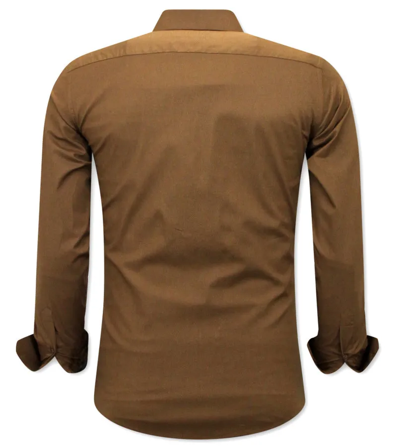 CAMISAS ITALIANAS HOMBRE SLIM FIT  3038NW  MARRóN