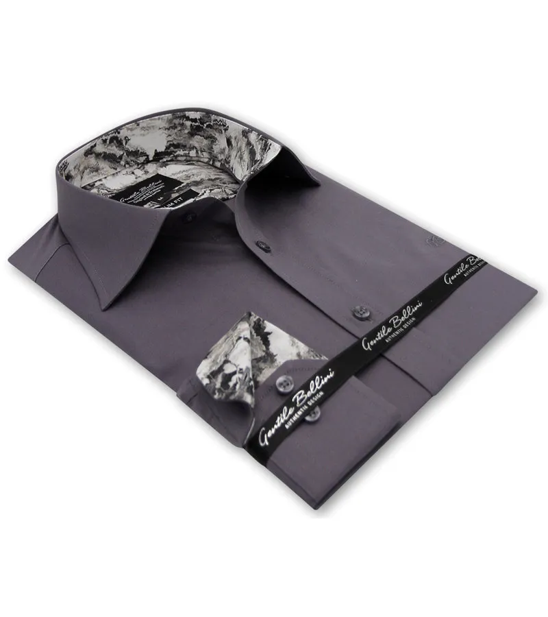 CAMISAS ITALIANAS HOMBRE SLIM FIT  3042NW  GRIS