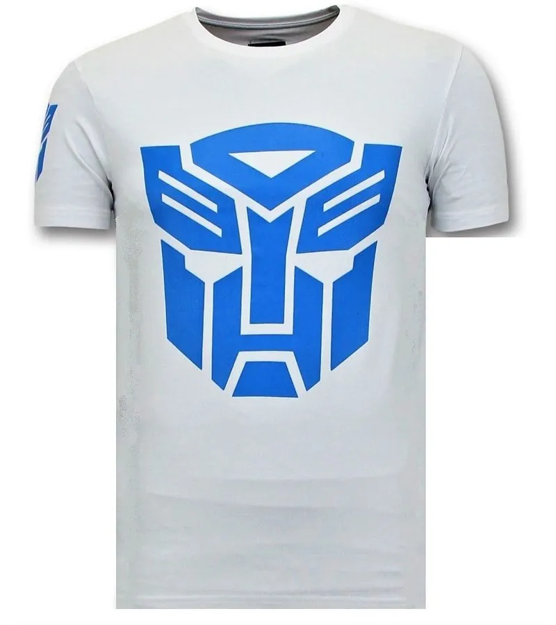 CAMISETA DE HOMBRE  TRANSFORMERS ROBOTS PRINT  BLANCO