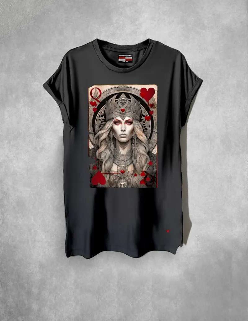 Camiseta de mujer larga CARD negro desgastado