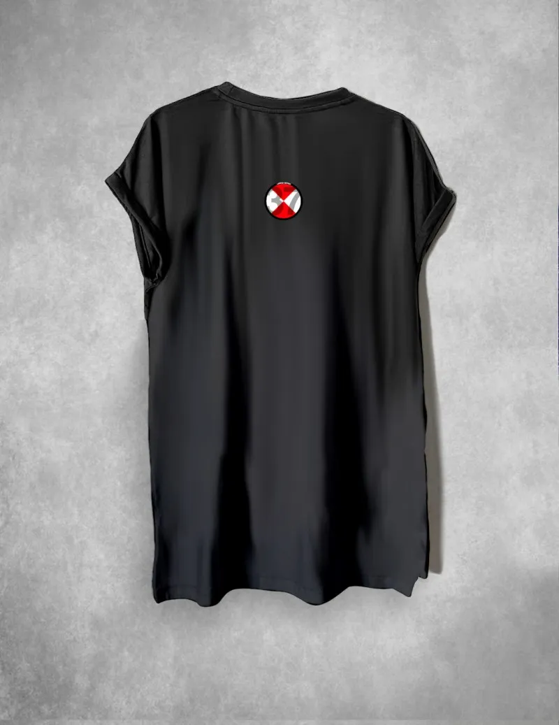 Camiseta de mujer larga CARD negro desgastado