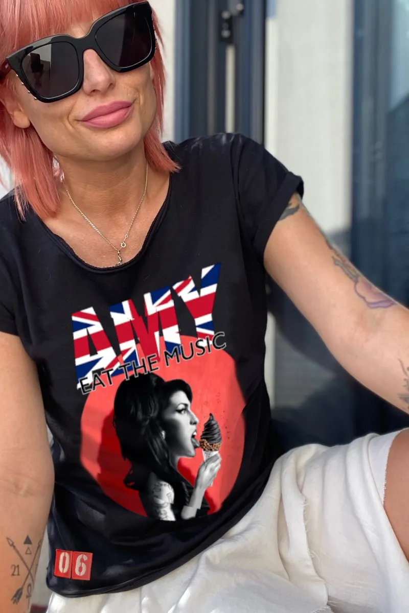 Camiseta de mujer oversize AMY negra