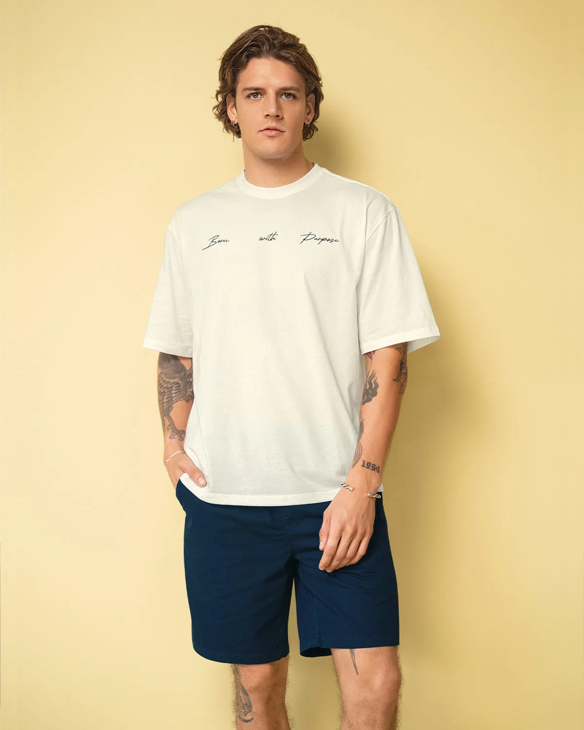 Camiseta manga corta de silueta amplia con estampado localizado en frente