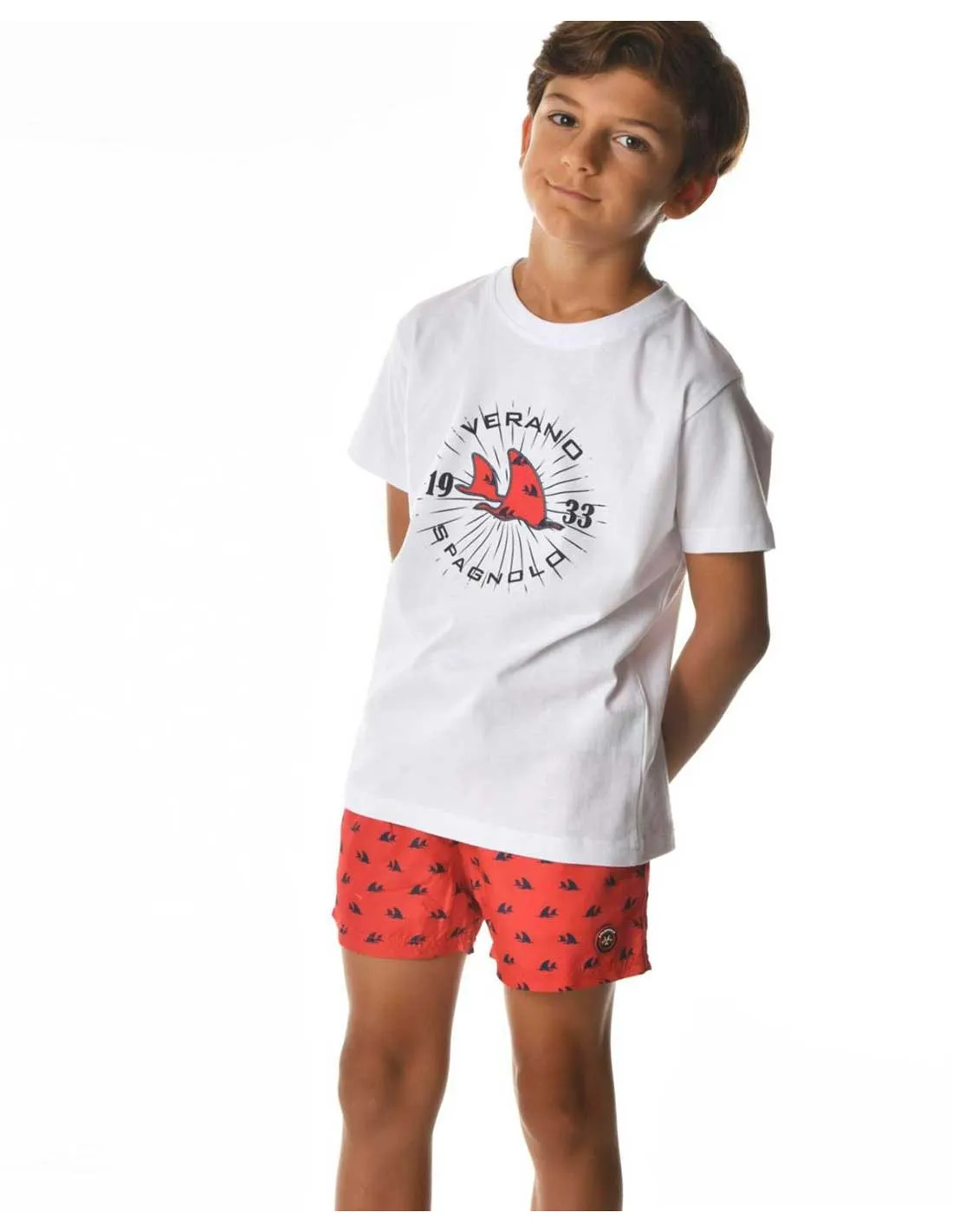 Camiseta Niño Blanca Aletas de Spagnolo Moda