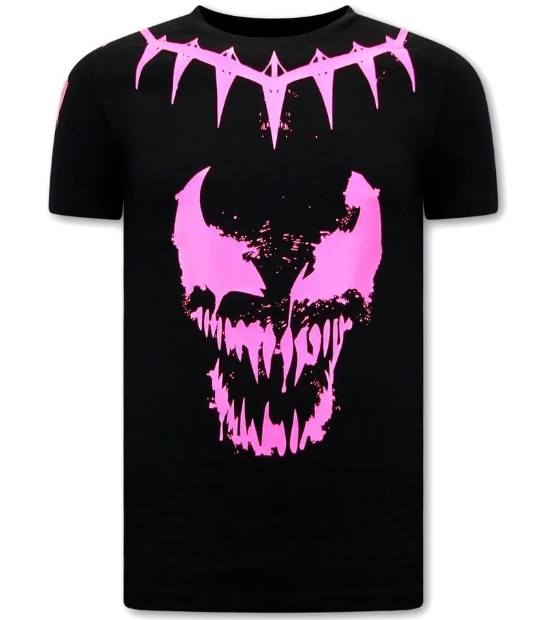CAMISETAS HOMBRE CALAVERAS VENOM FACE NEON   NEGRO