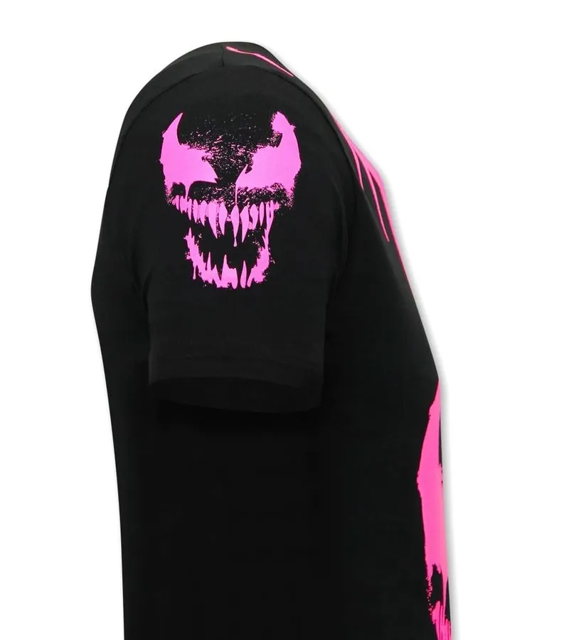 CAMISETAS HOMBRE CALAVERAS VENOM FACE NEON   NEGRO