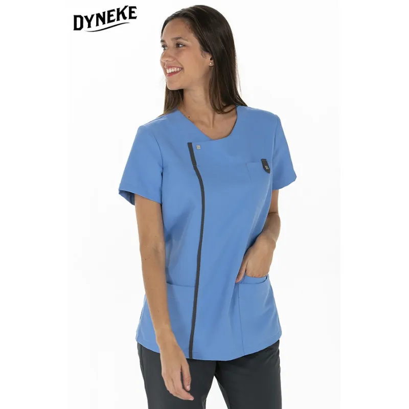 CAMISOLA PARA MUJER DE MICROFIBRA AZUL CON DETALLE GRIS  DYNEKE