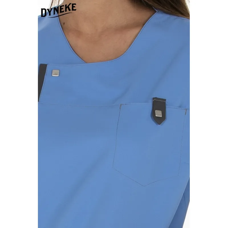 CAMISOLA PARA MUJER DE MICROFIBRA AZUL CON DETALLE GRIS  DYNEKE