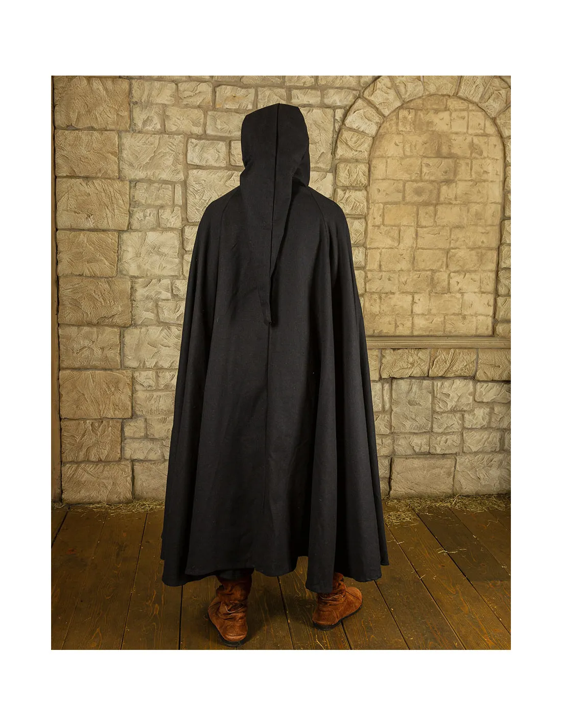 Capa medieval de algodón modelo Gora, color negro
