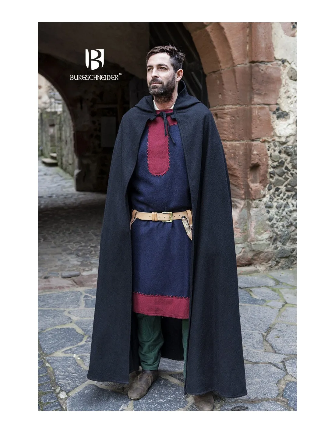 Capa medieval lana Hibernus, negra
