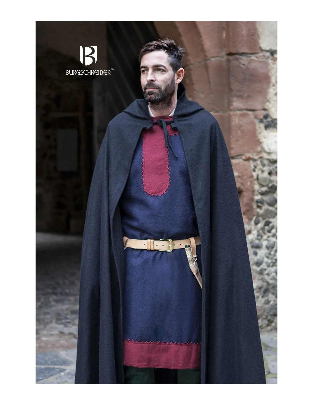 Capa medieval lana Hibernus, negra