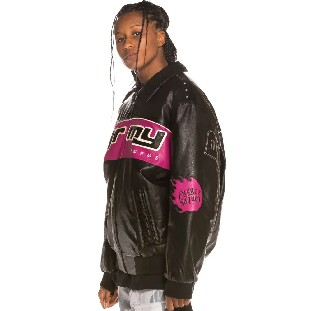 Chaqueta Bomber Grimey Unisex Looter Cult PU Leather FW19 Black