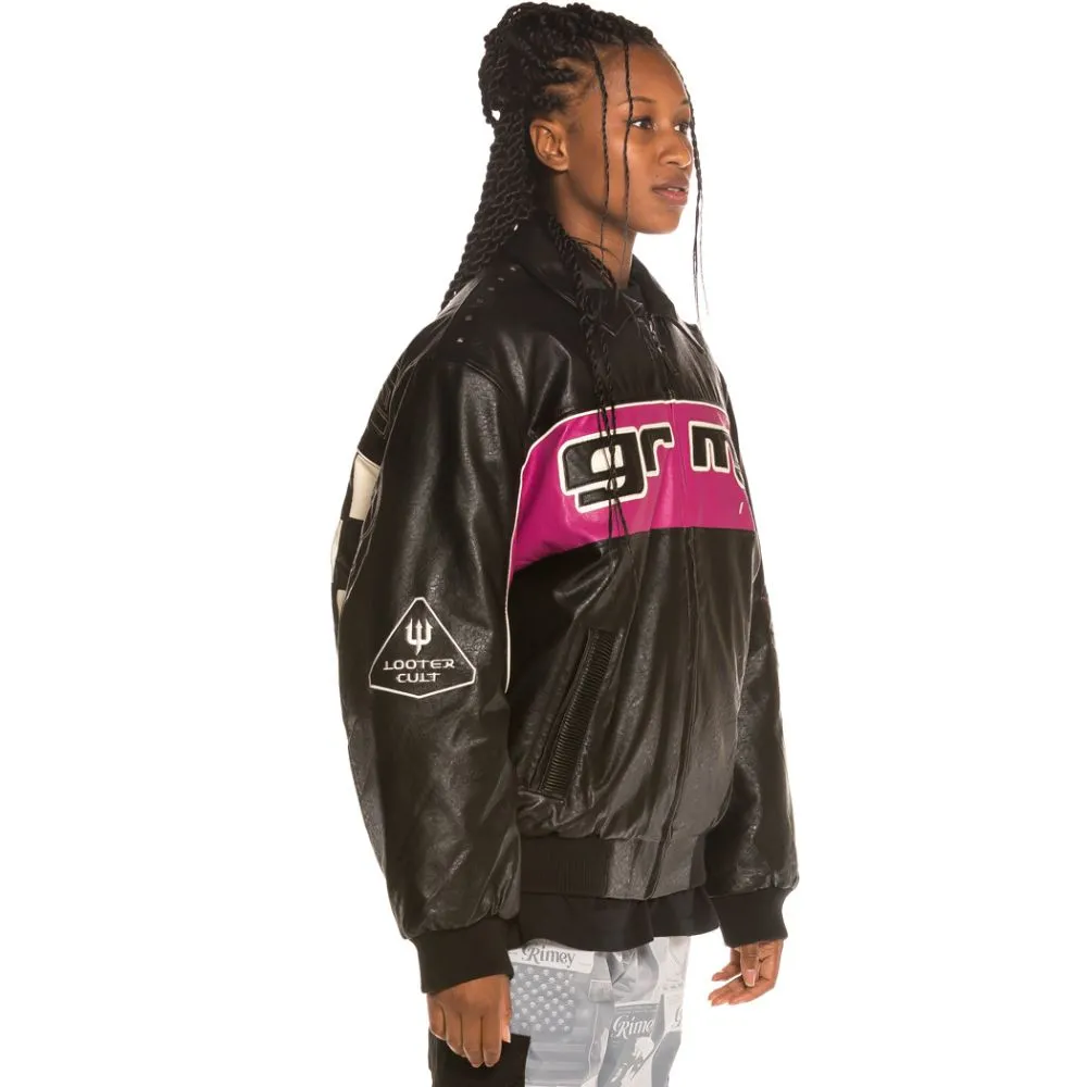 Chaqueta Bomber Grimey Unisex Looter Cult PU Leather FW19 Black
