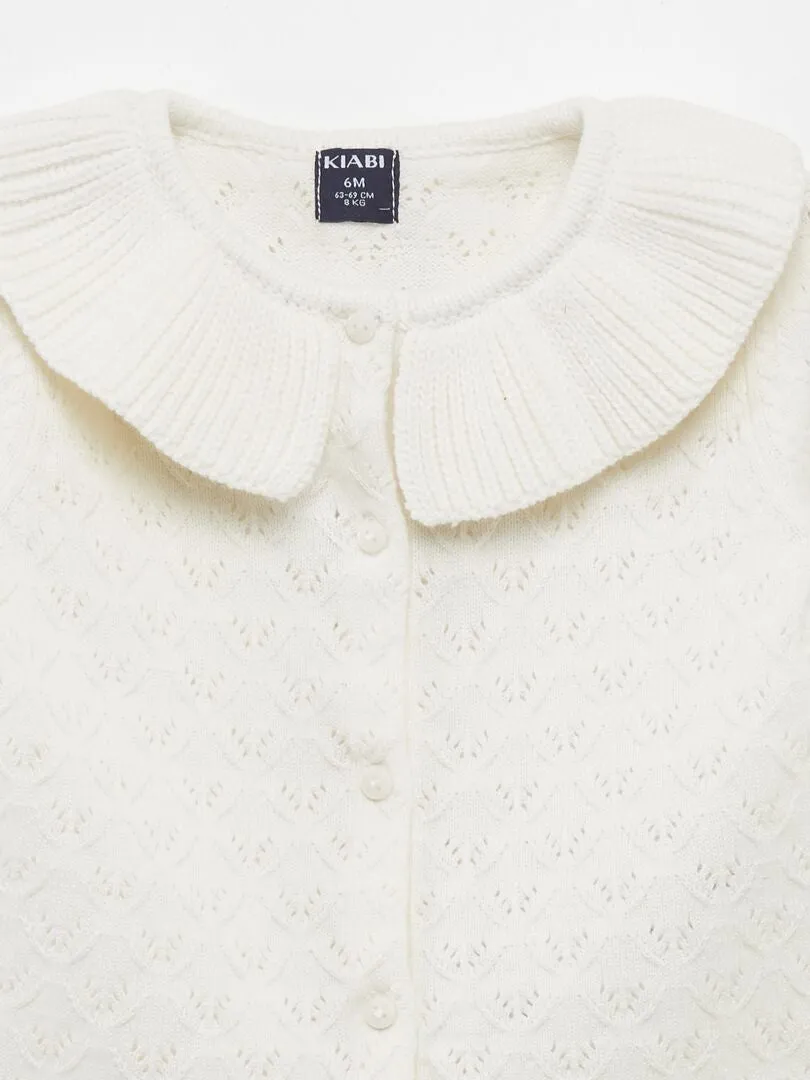 CHAQUETA DE PUNTO DE FANTASíA  BLANCO