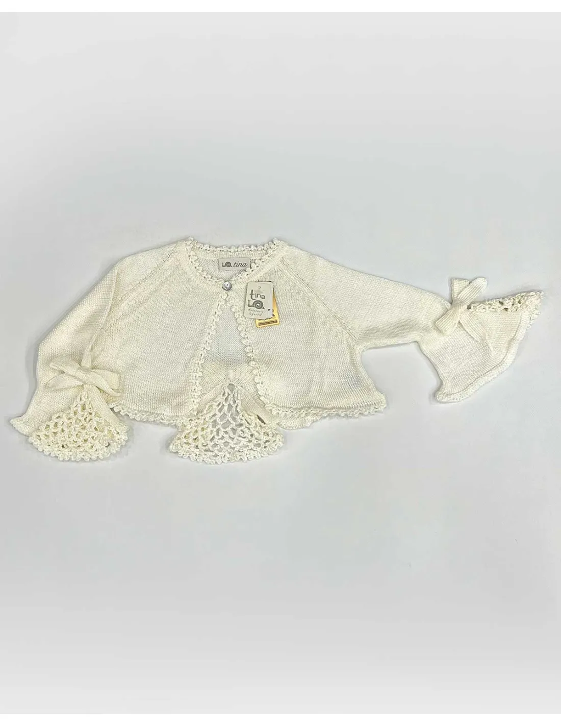 Chaqueta Hilo Niña Ceremonia Marfil Tina