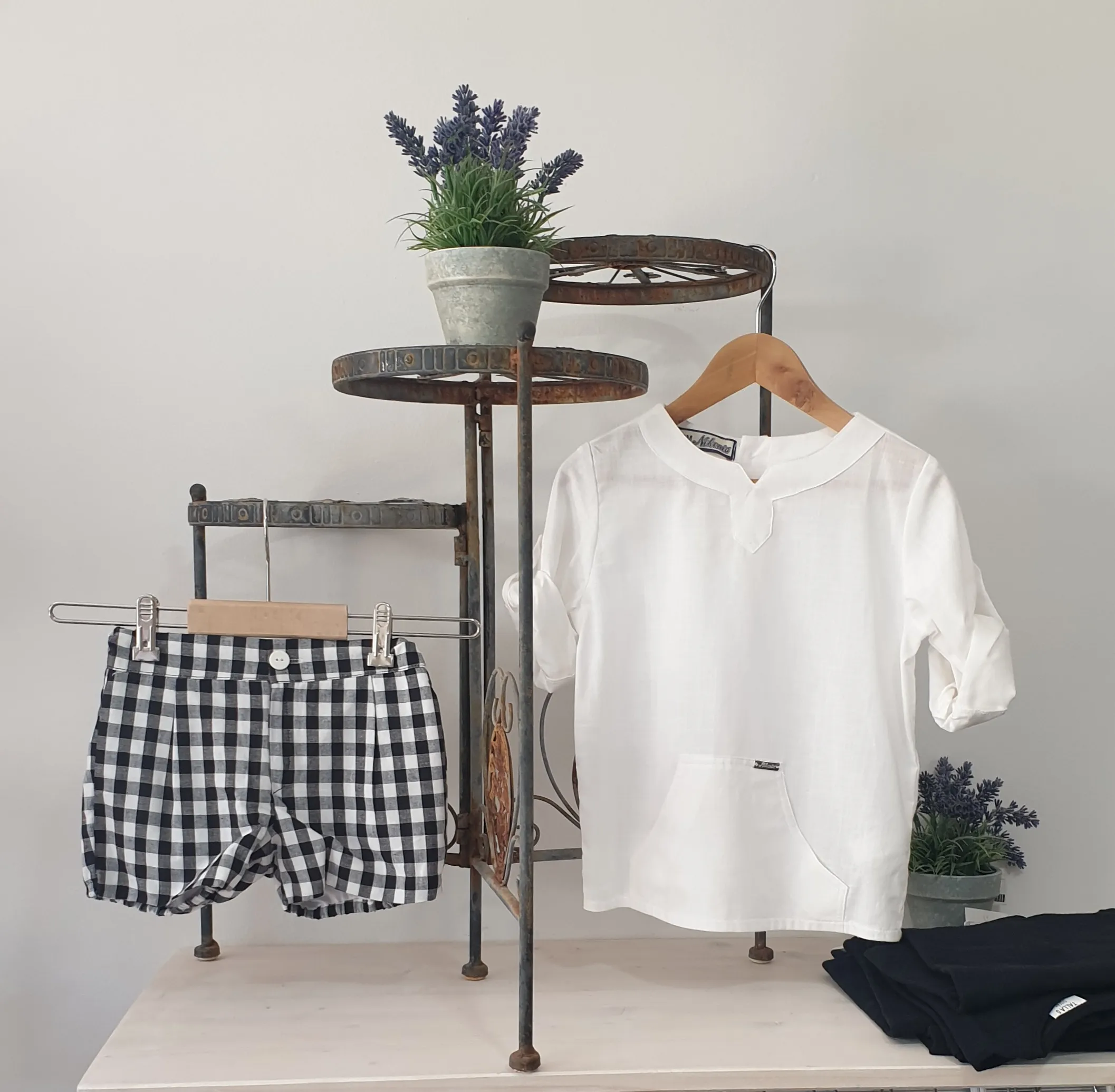 Conjunto niño dos piezas vichy negro R220779