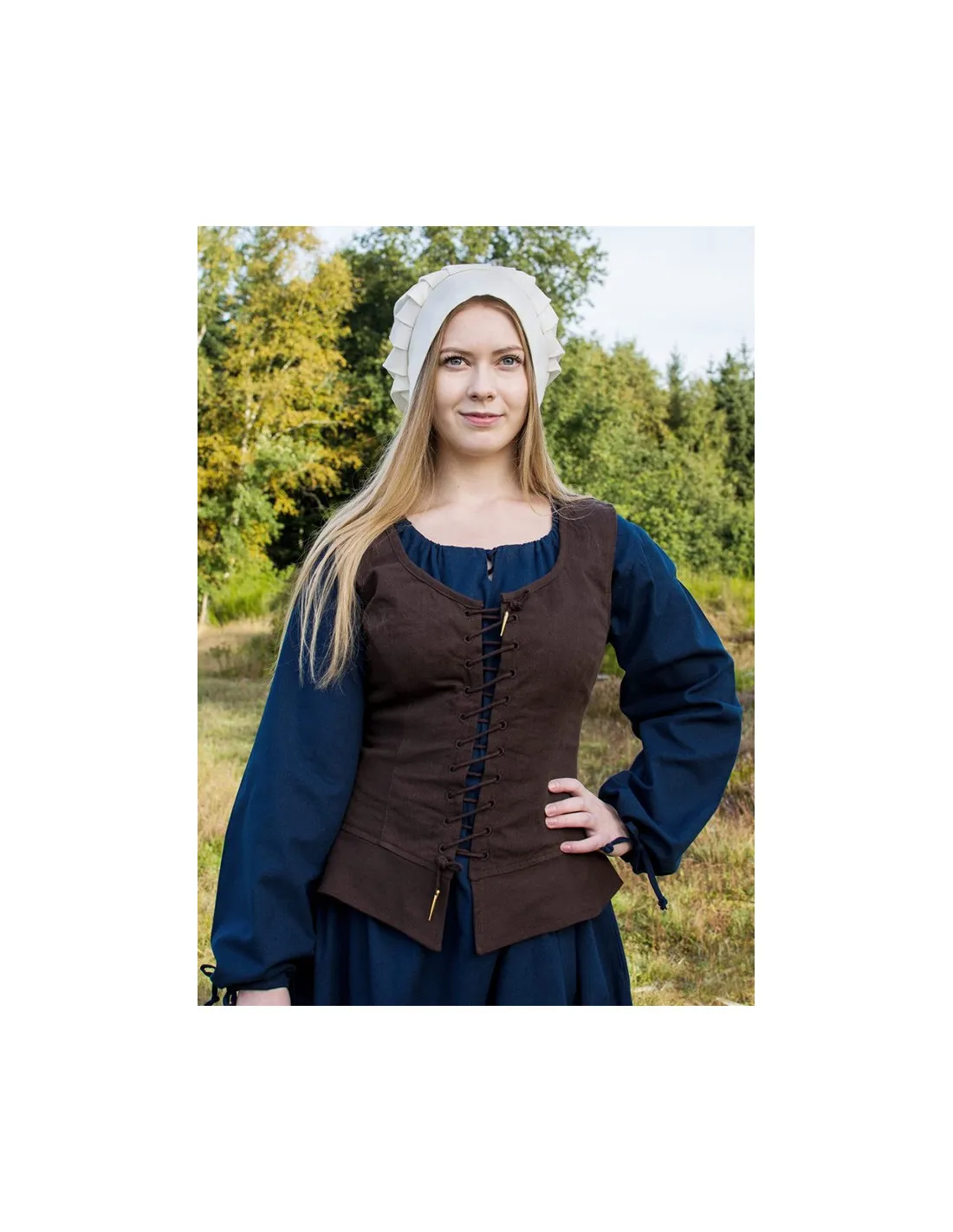 Corpiño medieval modelo Tilda, marrón