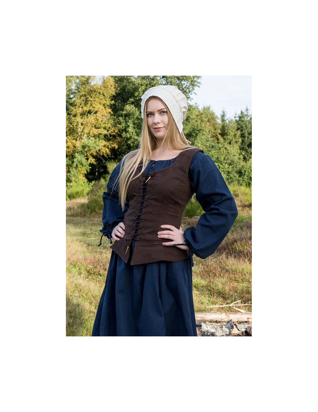 Corpiño medieval modelo Tilda, marrón
