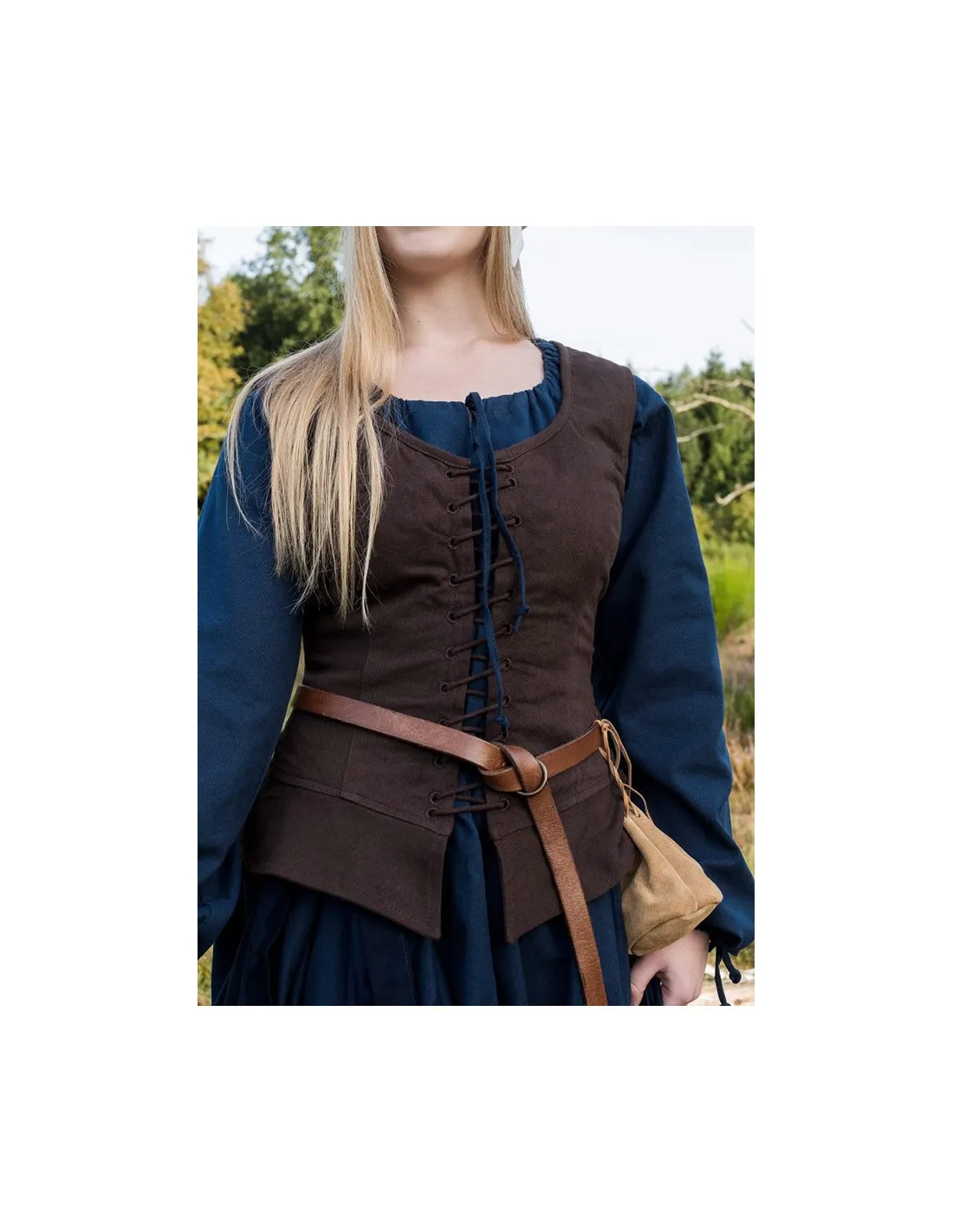 Corpiño medieval modelo Tilda, marrón