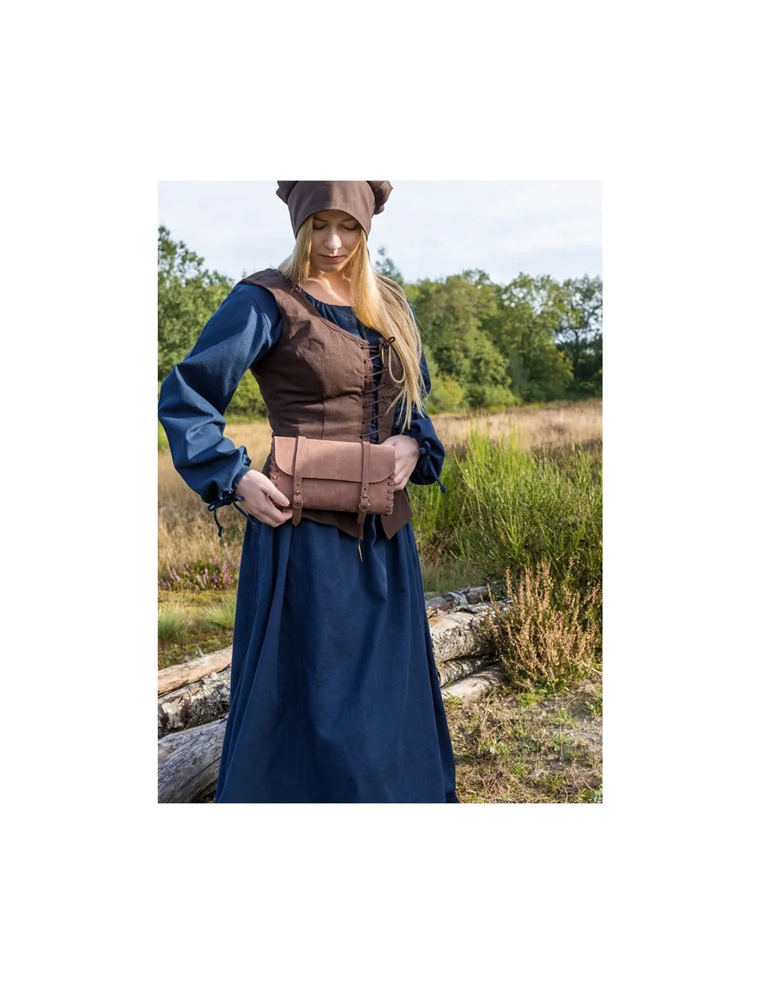 Corpiño medieval modelo Tilda, marrón
