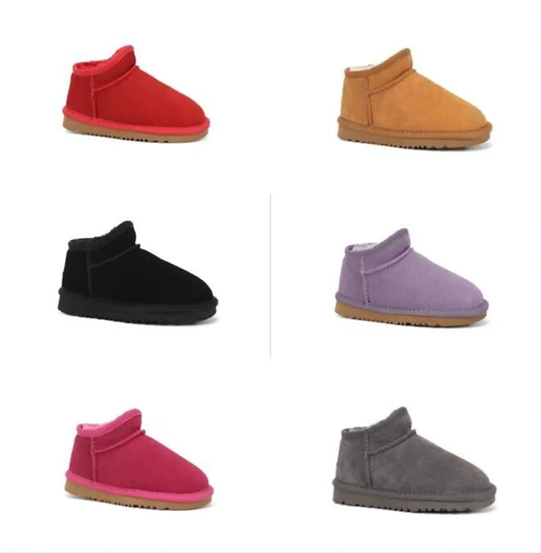 Cuero genuino Aus Lazy U Kid Niños niñas niños bebé botas de nieve Suave y cómoda piel de oveja botas cálidas Hermosos regalos d