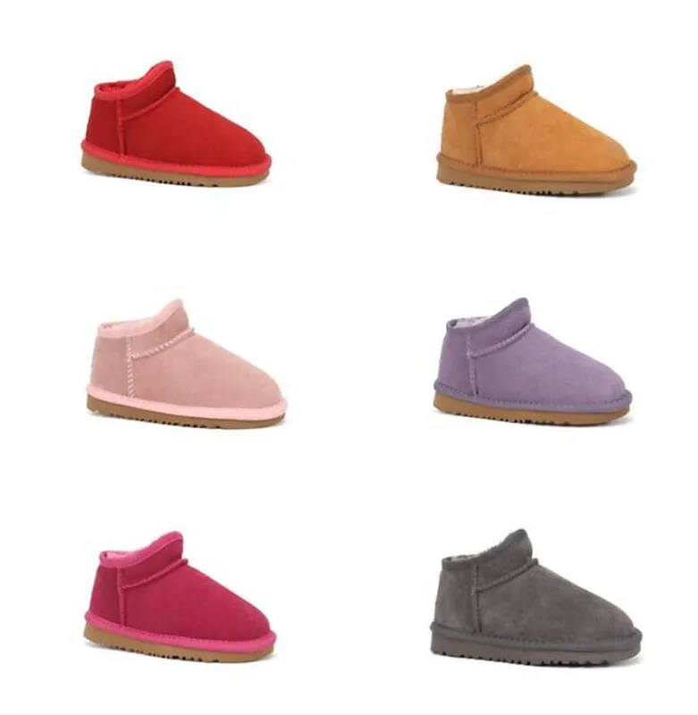 Cuero genuino Aus Lazy U Kid Niños niñas niños bebé botas de nieve Suave y cómoda piel de oveja botas cálidas Hermosos regalos d