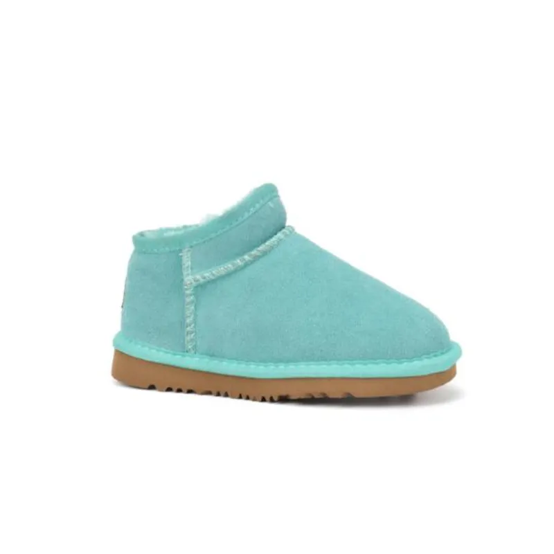 Cuero genuino Aus Lazy U Kid Niños niñas niños bebé botas de nieve Suave y cómoda piel de oveja botas cálidas Hermosos regalos d