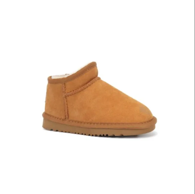Cuero genuino Aus Lazy U Kid Niños niñas niños bebé botas de nieve Suave y cómoda piel de oveja botas cálidas Hermosos regalos d
