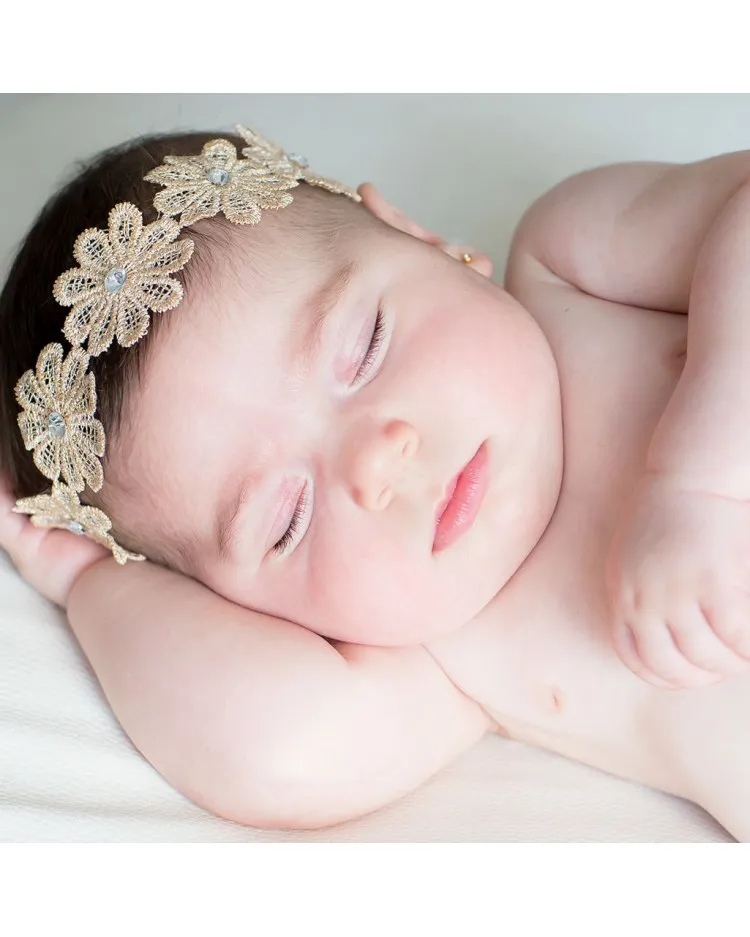 Diadema para bebés flores de encaje