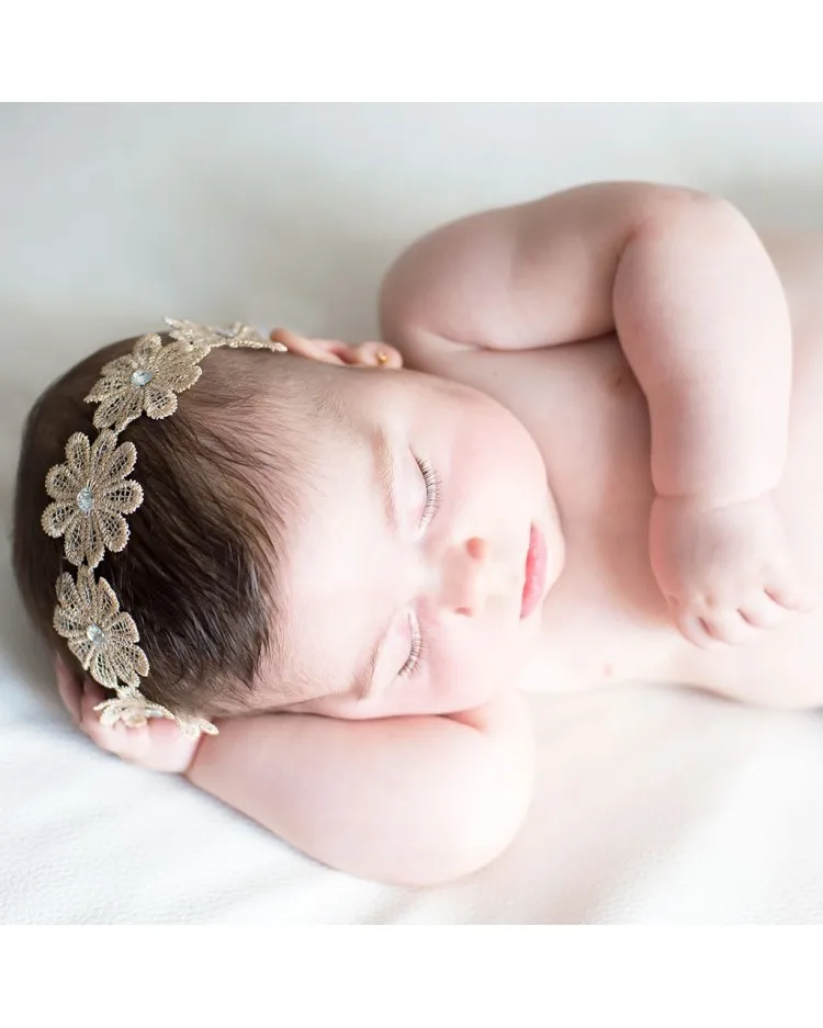 Diadema para bebés flores de encaje