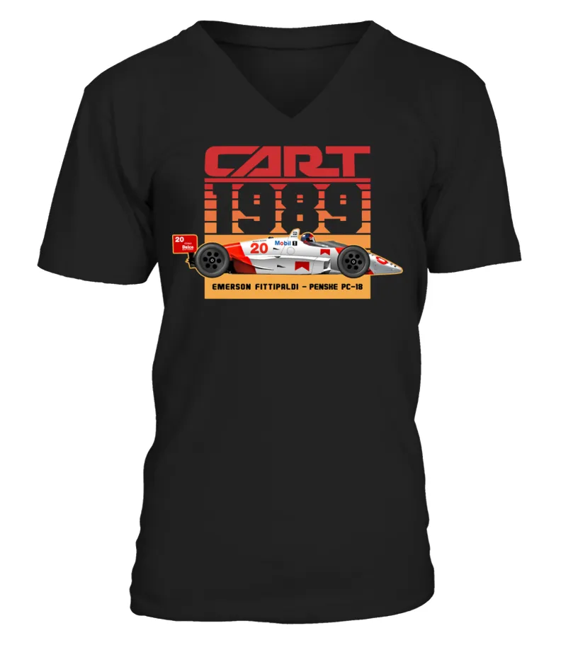 Emerson Fittipaldi 1989 Cart Indy 80s retro style Camiseta cuello en V Unisex