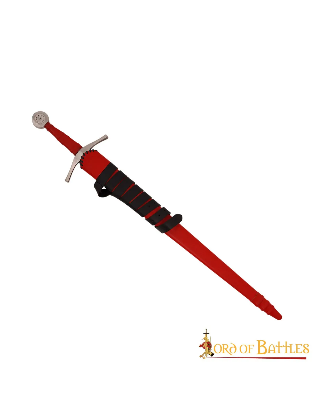 Espada medieval Tipo XVI Oakeshott, vaina cuero rojo