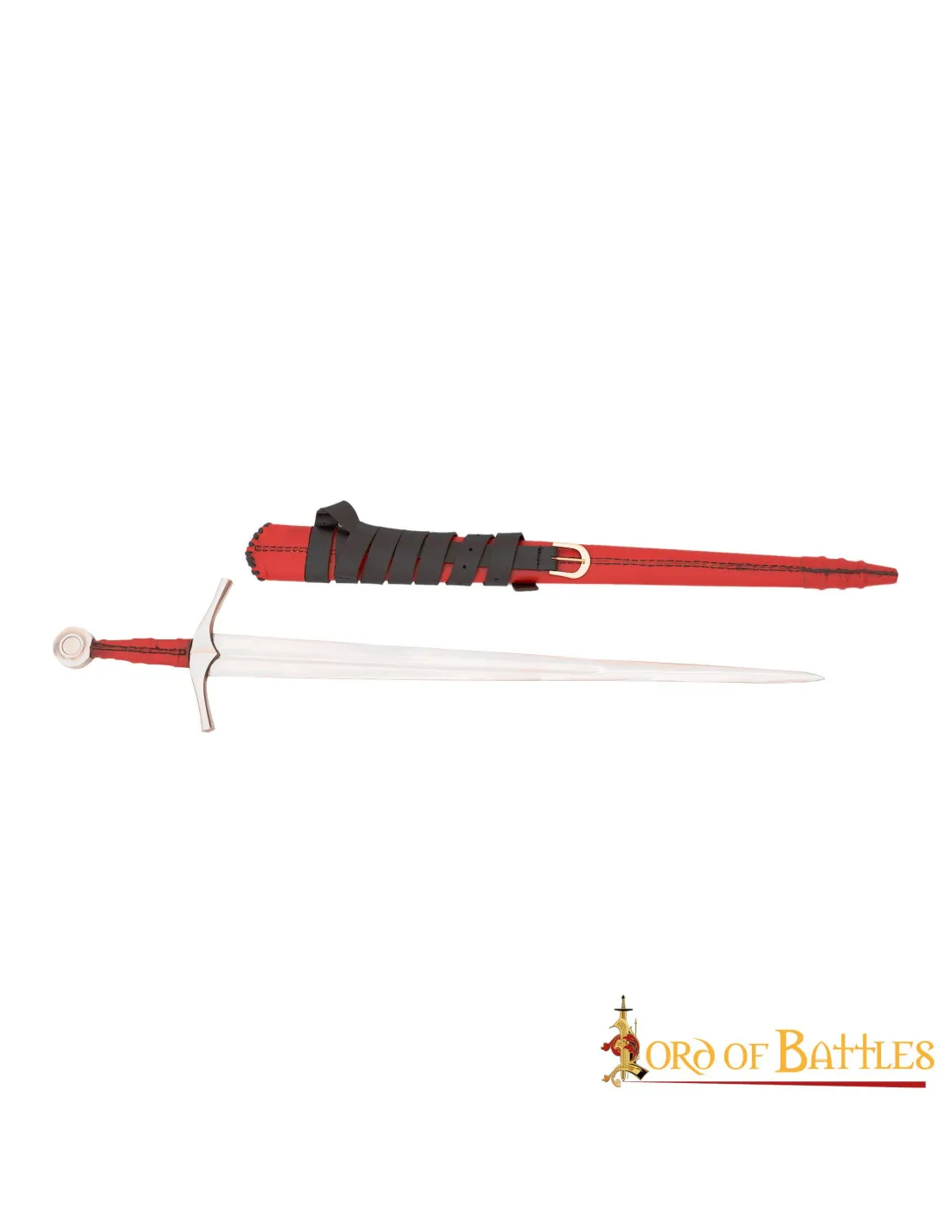Espada medieval Tipo XVI Oakeshott, vaina cuero rojo