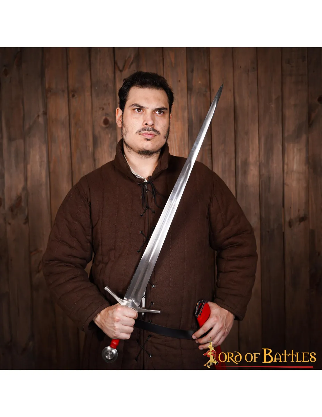 Espada medieval Tipo XVI Oakeshott, vaina cuero rojo